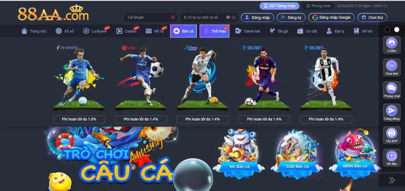 Thể Thao 88AA – Cá Cược Bóng Đá, Tennis, eSports Tỷ Lệ Cao 2025